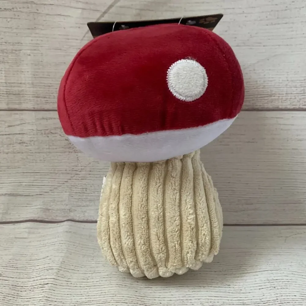 Giftable World Stuffed Mushroom Dog Toy with Squeaker Plush Pet Fungi 7 1/2